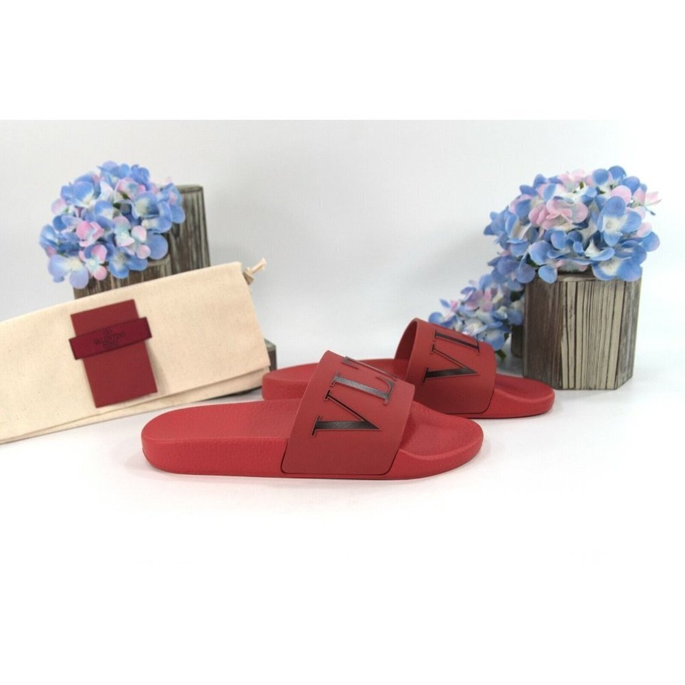 Valentino VLTN Rosso Red Rubber Pool Slides 37 NIB - Picture 5 of 8